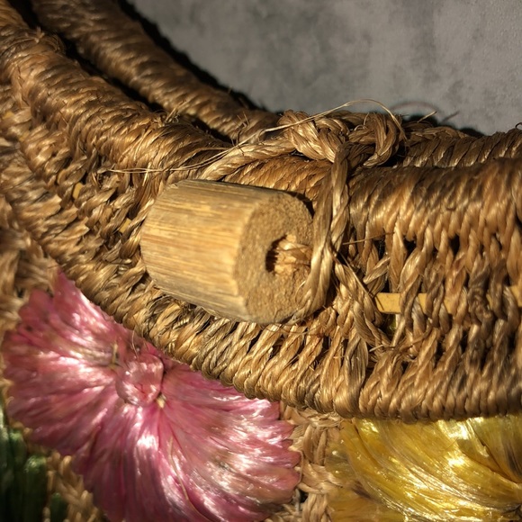 HP 10/22/23 Vintage 50’s 60’s Hand Woven Straw Purse w/ Floral Design - Picture 12 of 15